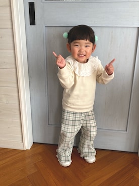 「前髪ぱっつん」｜komaさん（キッズ・120cm）の春コーディネート