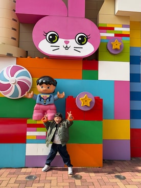 「アイテム（デニムパンツ）」を使った、komaさん（キッズ・100cm）の冬コーディネート