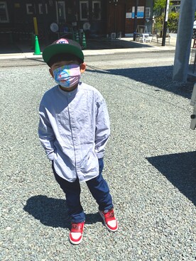 「DC（ディーシー）のアイテム（キャップ）」を使った、komaさん（キッズ・110cm）の春コーディネート