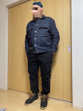 「H&M（エイチ・アンド・エム）のアイテム（デニムジャケット）」を使った、tomopさん（メンズ・170cm）の冬コーディネート