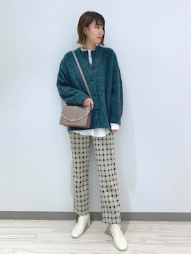 「PAGEBOY（ページボーイ）のチェーンスタッズショルダー（ショルダーバッグ）」を使った、さとぅーさん（レディース・170cm）の秋コーディネート