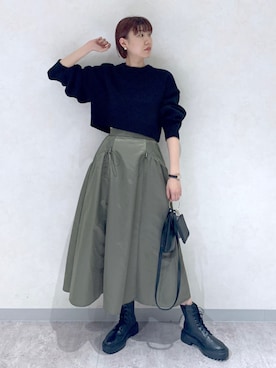 「PBLIM（ページボーイリム）のアイテム（ブーツ）」を使った、さとぅーさん（レディース・170cm）の秋コーディネート