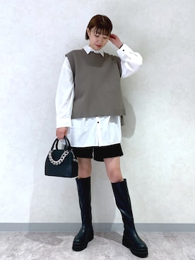 「アイテム（ベスト）」を使った、さとぅーさん（レディース・170cm・30代）の冬コーディネート