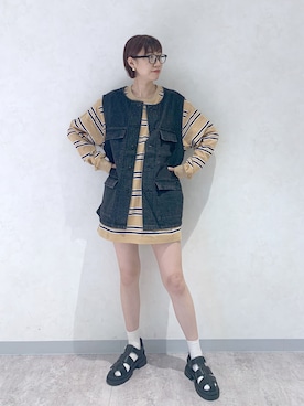 「アイテム（ベスト）」を使った、さとぅーさん（レディース・170cm・30代）の夏コーディネート