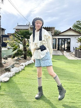 「アイテム（ハンチング/ベレー帽）」を使った、マチルダ さん（レディース・156cm）の秋コーディネート