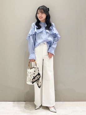 「シンプル・ベーシック」｜かほさん（レディース・153cm）の春コーディネート