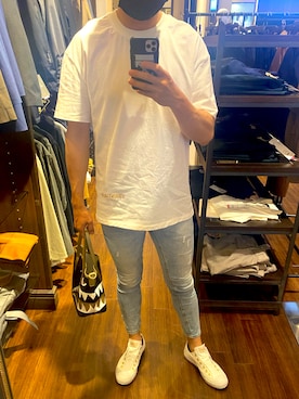 「アイテム（スリッポン、ホワイト系）」を使った、shin-kunさん（メンズ・177cm）の夏コーディネート