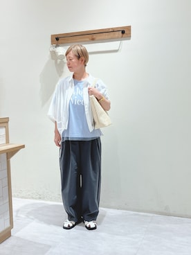 「Samansa Mos2 blue（サマンサモスモスブルー）のアイテム（サンダル）」を使った、くぼでらさん（レディース・156cm）の春コーディネート