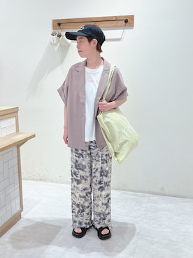 「Samansa Mos2 blue（サマンサモスモスブルー）のアイテム（キャップ）」を使った、くぼでらさん（レディース・156cm）の春コーディネート