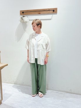 「Samansa Mos2 blue（サマンサモスモスブルー）のアイテム（サンダル）」を使った、くぼでらさん（レディース・156cm）の夏コーディネート