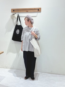 「kazumiコラボ」｜「アイテム（帽子）」を使った、くぼでらさん（レディース・156cm）の夏コーディネート