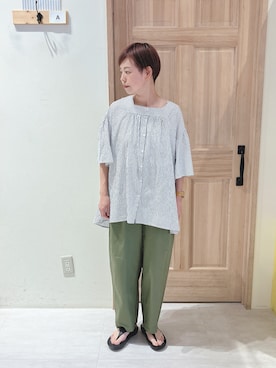 「接触冷感パンツ」｜くぼでらさん（レディース・156cm）の夏コーディネート