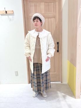 「Samansa Mos2（サマンサ モスモス）のアイテム（ノーカラーコート）」を使った、くぼでらさん（レディース・156cm）の秋コーディネート