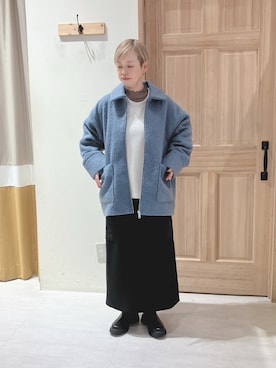 「Samansa Mos2 blue（サマンサモスモスブルー）のアイテム（ノーカラージャケット）」を使った、くぼでらさん（レディース・156cm）の秋コーディネート