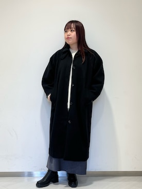 「アイテム（ステンカラーコート）」を使った、くろさん（レディース・160cm）の冬コーディネート
