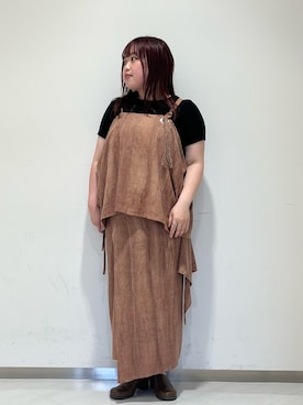 「KBF（ケイビーエフ）のSiltrata　Multi set one-piece（ワンピース、ブラウン系）」を使った、くろさん（レディース・160cm）の夏コーディネート