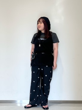 「KBF（ケイビーエフ）のアイテム（帽子）」を使った、くろさん（レディース・160cm）の夏コーディネート