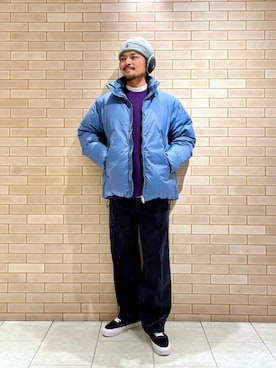 「アイテム（イヤーマフ）」を使った、坂本裕太さん（メンズ・168cm）の冬コーディネート