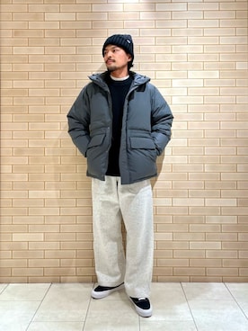 「アイテム（ニットキャップ/ビーニー）」を使った、坂本裕太さん（メンズ・168cm）の冬コーディネート