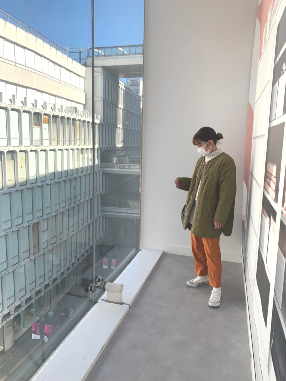 「カジュアルコーデ、低身長コーデ」｜「KOBE LETTUCEのアイテム（ジャケット/アウター、グリーン系）」を使った、knnさん（レディース・152cm）の夏コーディネートの1枚目の写真
