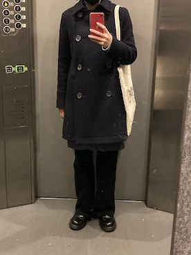「アイテム（ピーコート）」を使った、kinuatuageさん（レディース・158cm）の冬コーディネート