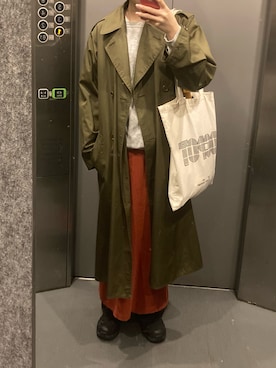 「アイテム（トレンチコート）」を使った、kinuatuageさん（レディース・158cm）の秋コーディネート