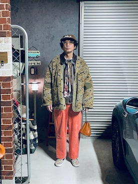 「アイテム（ストール/ショール）」を使った、h.s.k.さん（メンズ・176cm）の秋コーディネート