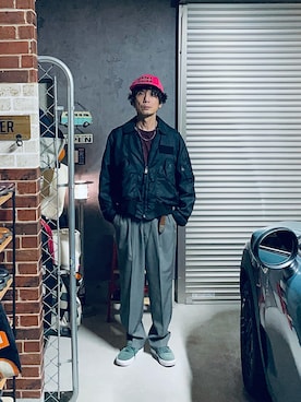 「アイテム（ミリタリージャケット）」を使った、h.s.k.さん（メンズ・176cm）の秋コーディネート