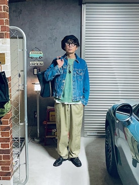 「アイテム（チノパンツ）」を使った、h.s.k.さん（メンズ・176cm）の秋コーディネート