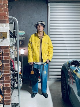 「アイテム（ハンチング/ベレー帽）」を使った、h.s.k.さん（メンズ・176cm）の秋コーディネート