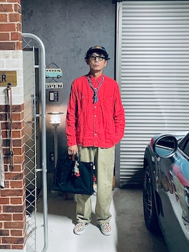「アイテム（チノパンツ）」を使った、h.s.k.さん（メンズ・176cm）の秋コーディネート