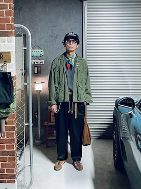 「アイテム（ミリタリージャケット）」を使った、h.s.k.さん（メンズ・176cm）の秋コーディネート