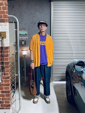 「アイテム（スリッポン）」を使った、h.s.k.さん（メンズ・176cm）の夏コーディネート