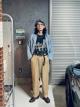 「タックイン」｜「アイテム（キャスケット）」を使った、h.s.k.さん（メンズ・176cm）の夏コーディネート
