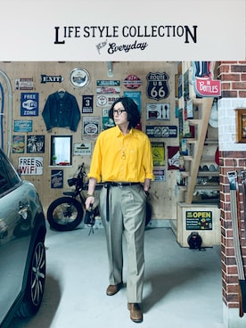 「LOUNGE LIZARD（ラウンジリザード）のアイテム」を使った、h.s.k.さん（メンズ・176cm）の春コーディネート