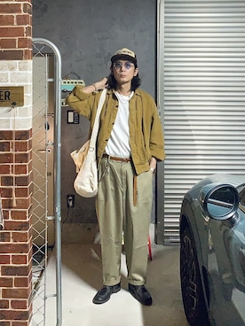 「アイテム（その他アウター、イエロー系）」を使った、h.s.k.さん（メンズ・176cm）の春コーディネート