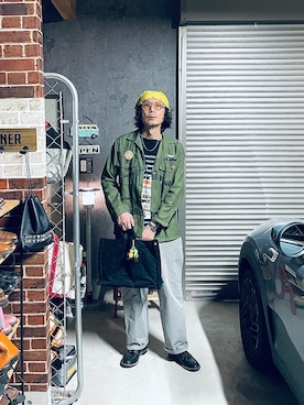 「RED WING（レッドウィング）のベックマン　フラットボックス（ブーツ、ブラック系）」を使った、h.s.k.さん（メンズ・176cm）の春コーディネート