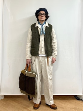 「バンダナ」｜「アイテム（その他アウター）」を使った、h.s.k.さん（メンズ・176cm）の秋コーディネート