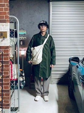 「アイテム（ステンカラーコート）」を使った、h.s.k.さん（メンズ・176cm）の冬コーディネート