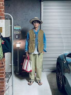 「アイテム（ベスト）」を使った、h.s.k.さん（メンズ・176cm）の秋コーディネート