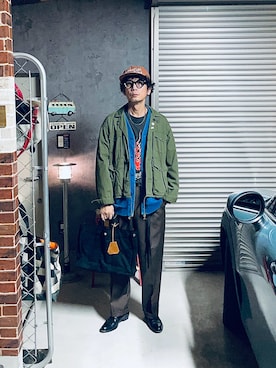 「アイテム（ミリタリージャケット）」を使った、h.s.k.さん（メンズ・176cm）の秋コーディネート