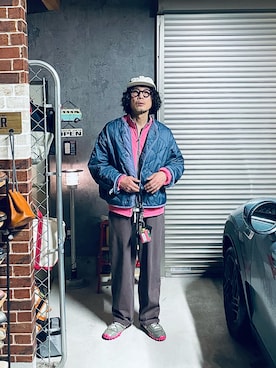 「elldu（エルドゥ）のアイテム（帽子）」を使った、h.s.k.さん（メンズ・176cm）の春コーディネート