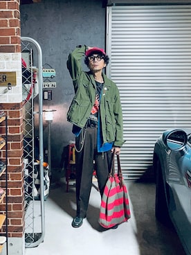 「アイテム（ミリタリージャケット）」を使った、h.s.k.さん（メンズ・176cm）の秋コーディネート