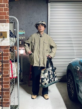 「アイテム（ハンチング/ベレー帽）」を使った、h.s.k.さん（メンズ・176cm）の冬コーディネート