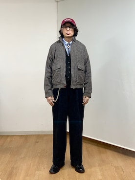 「ループタイ」｜「アイテム（その他アウター）」を使った、h.s.k.さん（メンズ・176cm）の冬コーディネート