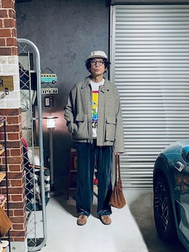 「アイテム（メガネ）」を使った、h.s.k.さん（メンズ・176cm）の冬コーディネート