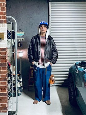 「アイテム（ミリタリージャケット）」を使った、h.s.k.さん（メンズ・176cm）の冬コーディネート