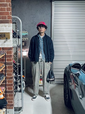 「Levi's」｜「アイテム（デニムジャケット）」を使った、h.s.k.さん（メンズ・176cm）の秋コーディネート