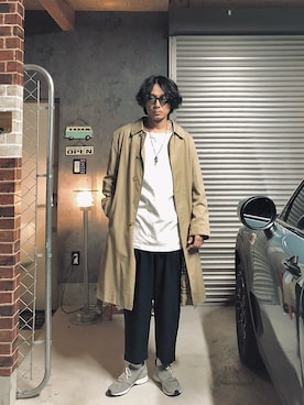 「春服デビュー宣言」｜「アイテム（ステンカラーコート）」を使った、h.s.k.さん（メンズ・176cm）の春コーディネート