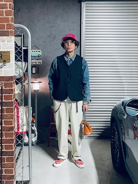 「アイテム（ベスト）」を使った、h.s.k.さん（メンズ・176cm）の冬コーディネート